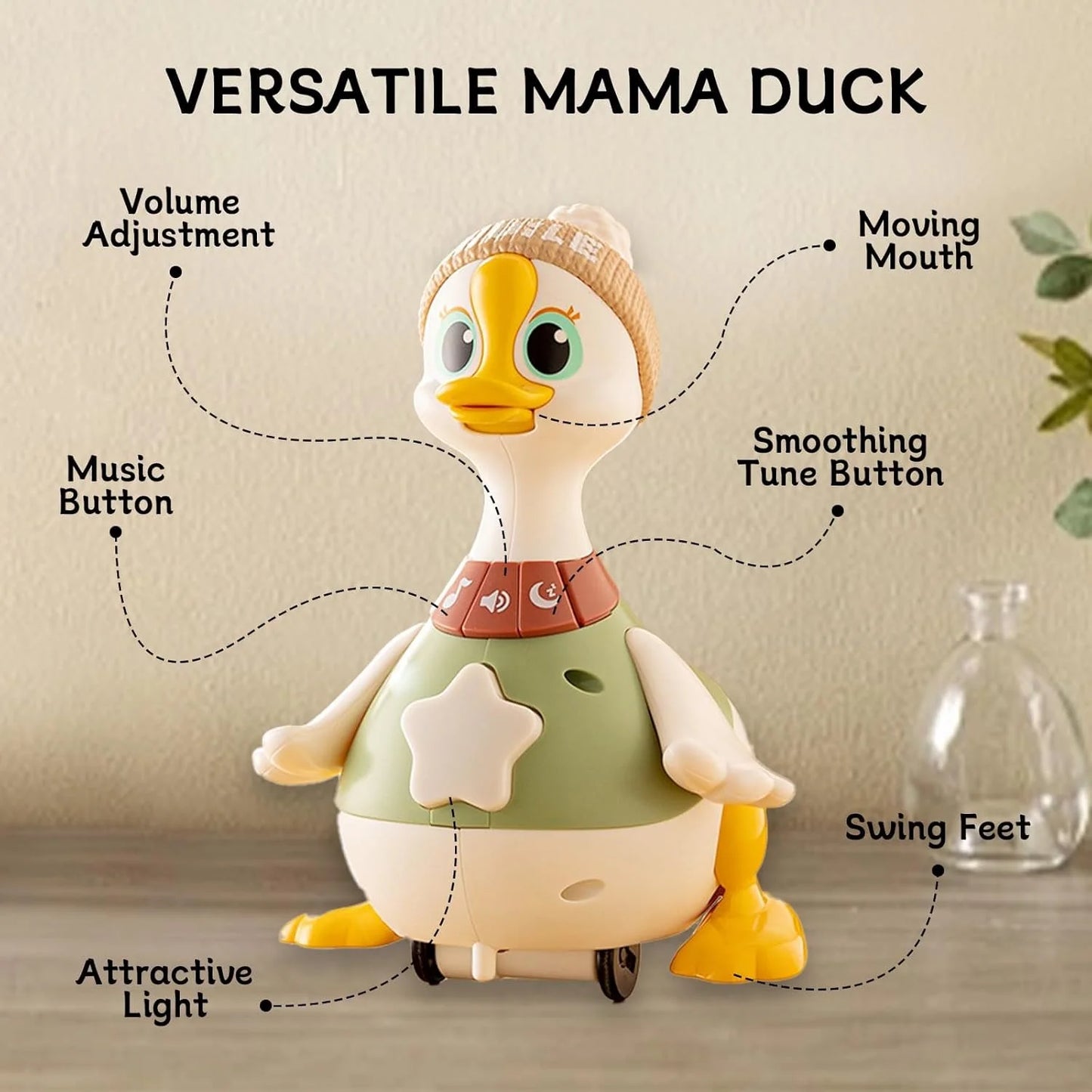 Crawling Duck Family Toy – Walking Duck with Ducklings | Light-Up Waddling Crawling Toy