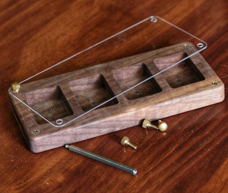 Zippo Lighter Display Case – Handcrafted Walnut Wood Organizer Box with Acrylic Lid