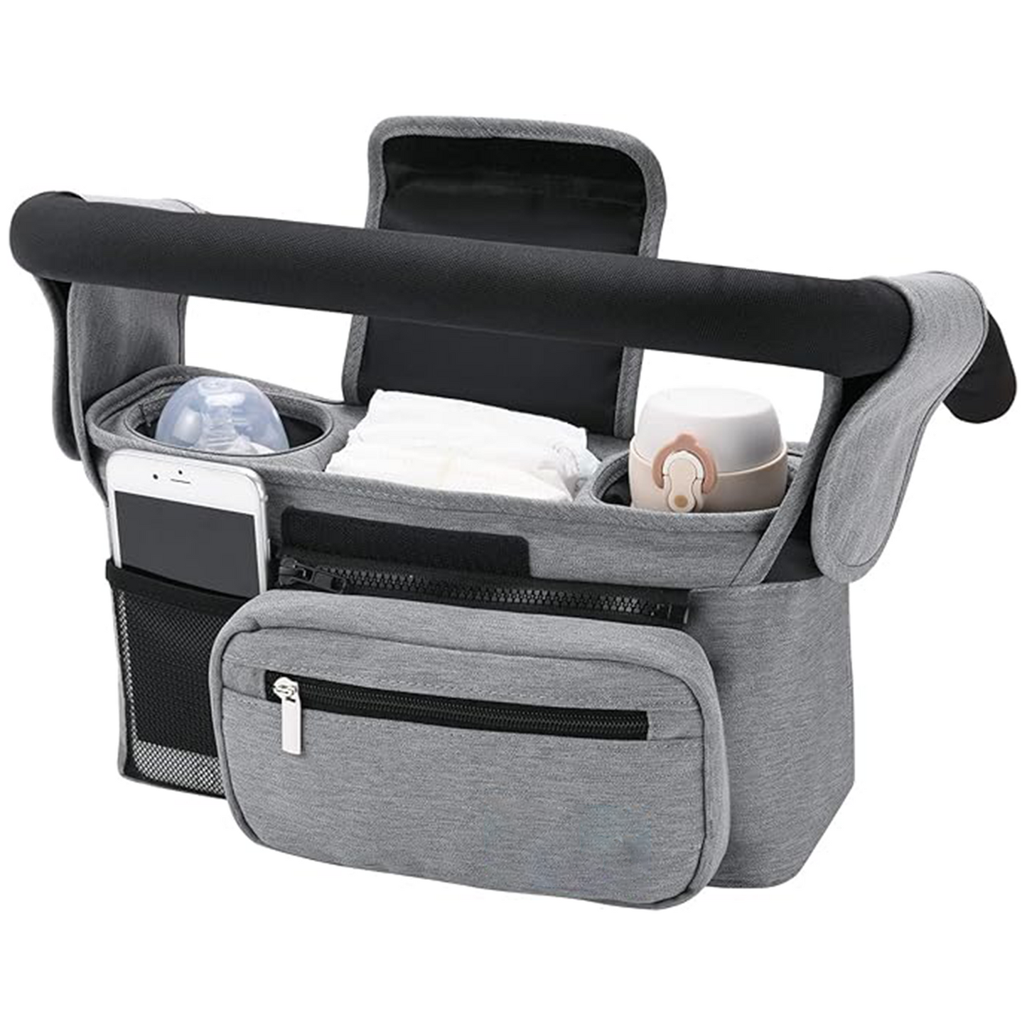 Universal Stroller Organizer – Cup Holder & Phone Bag, Fits Most Strollers
