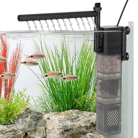 Multifunctional Aquarium Filter – 61-211 GPH Adjustable Water Flow, 5-in-1 Filtering System