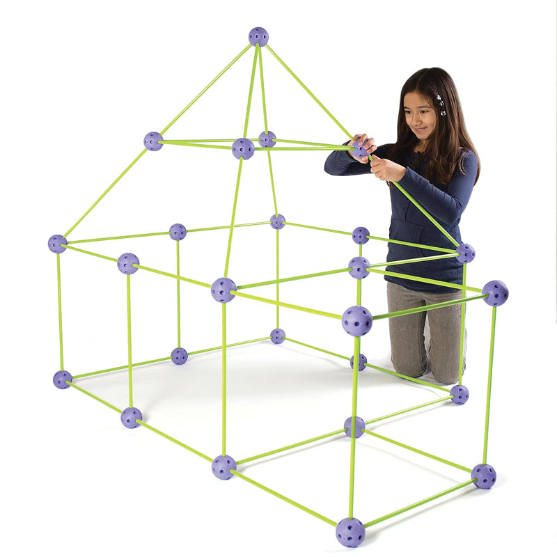 Crazy Forts – 69-Piece DIY Indoor/Outdoor Fort Building Toy Set | STEAM Creative Construction Kit