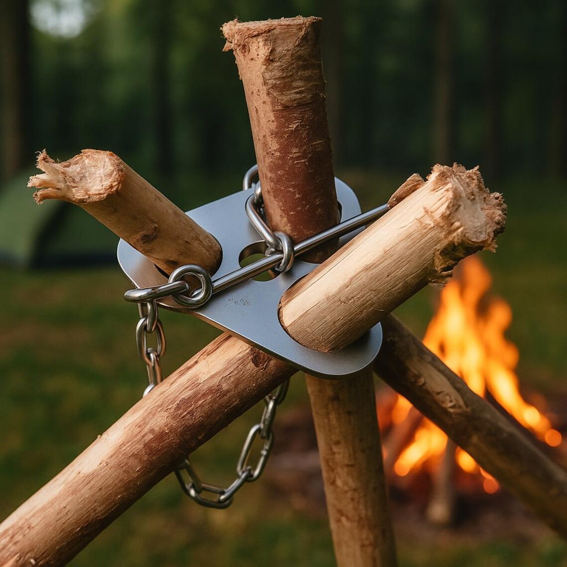 Stainless Steel Tripod Plate | Heavy Duty Fire Pit Cooking and Shelter Support Tool