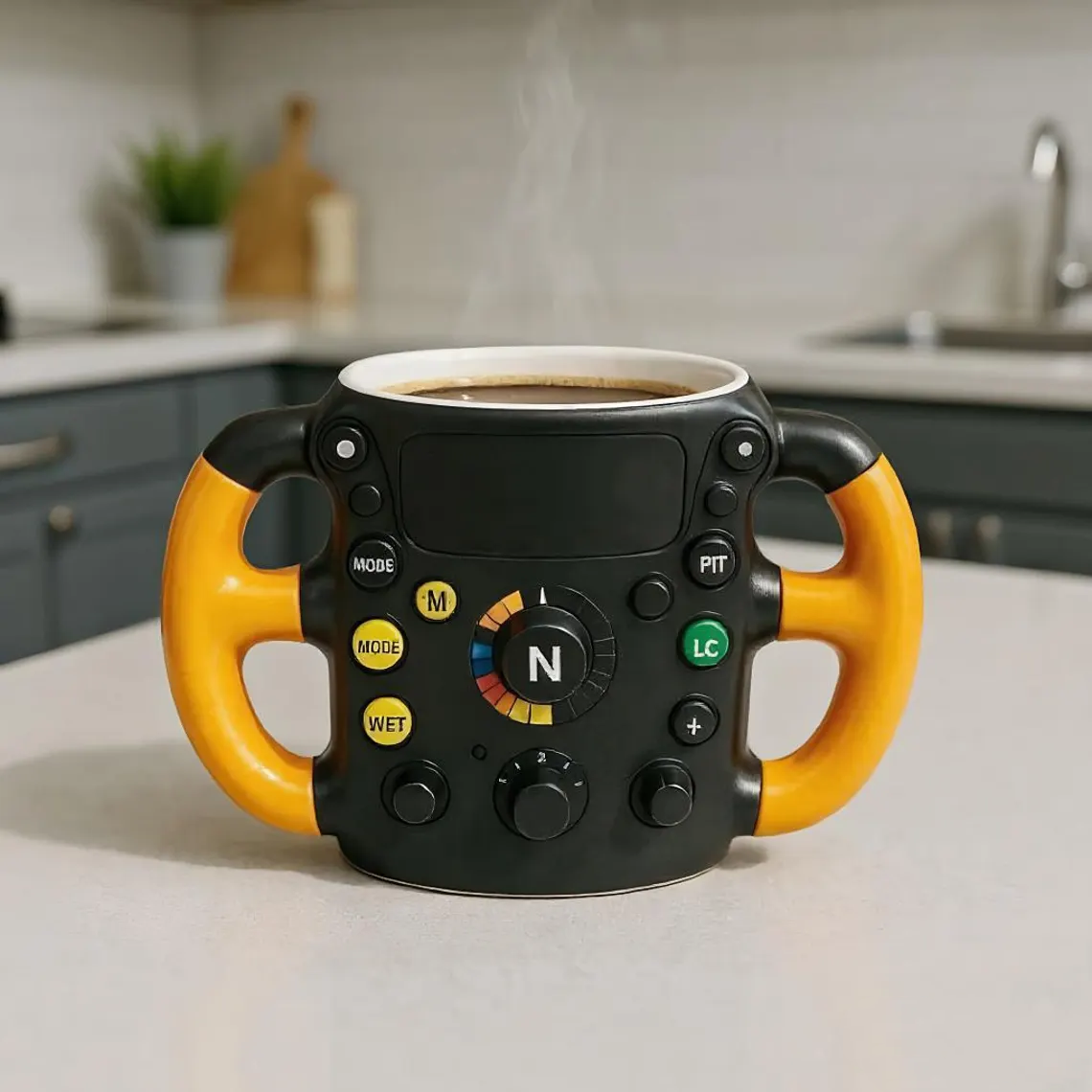 F1 Steering Wheel Mug – Start Your Day with Racing Passion