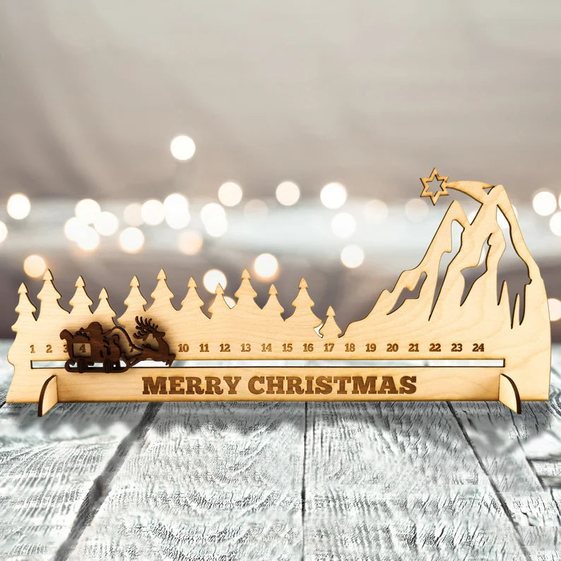Rustic Wooden Santa Claus Countdown Advent Calendar – Christmas Home Decoration