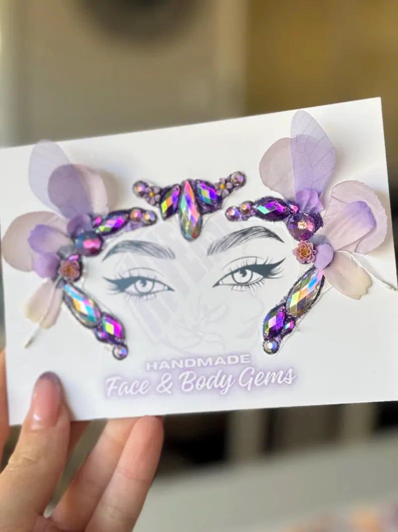 Garden Fairy Viola Festival Face & Body Gem Stickers – 6 Pcs Set