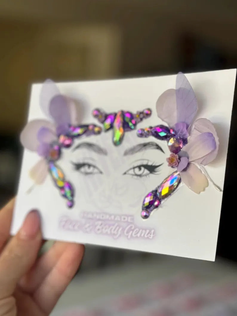 Garden Fairy Viola Festival Face & Body Gem Stickers – 6 Pcs Set