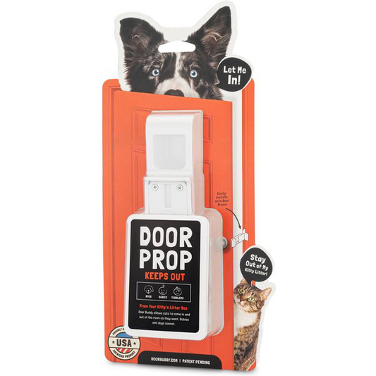 Dog & Cat Door Prop, White – Keeps Dogs Out While Letting Cats In