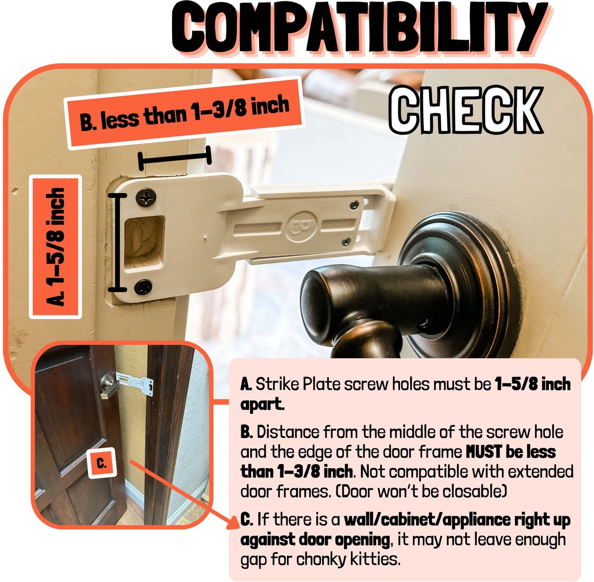 Dog & Cat Door Prop, White – Keeps Dogs Out While Letting Cats In