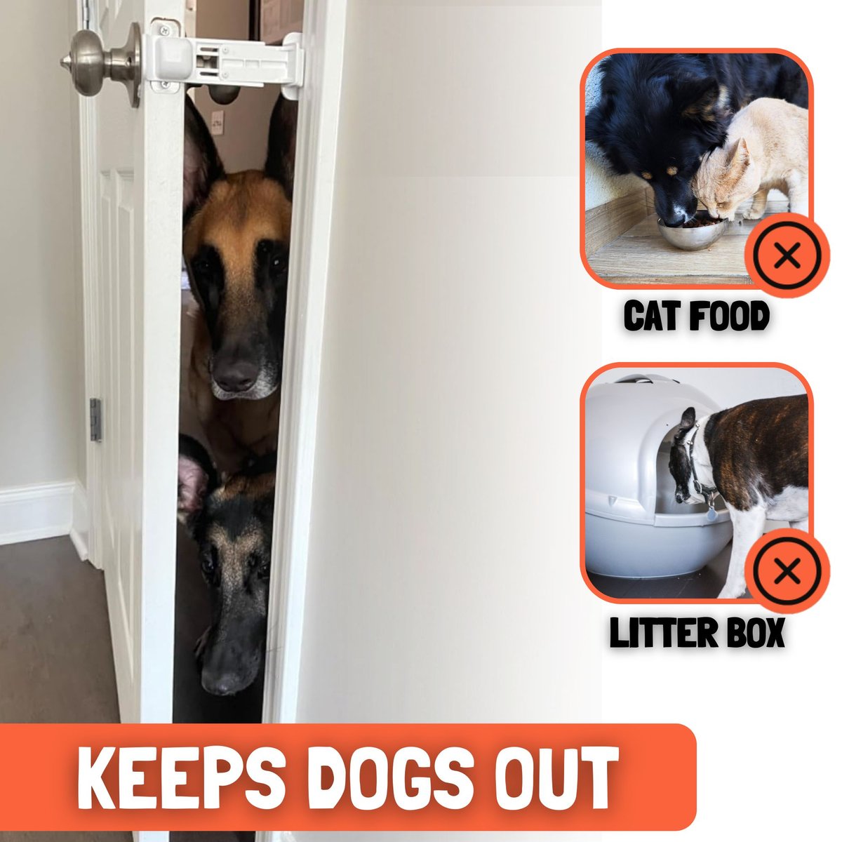 Dog & Cat Door Prop, White – Keeps Dogs Out While Letting Cats In