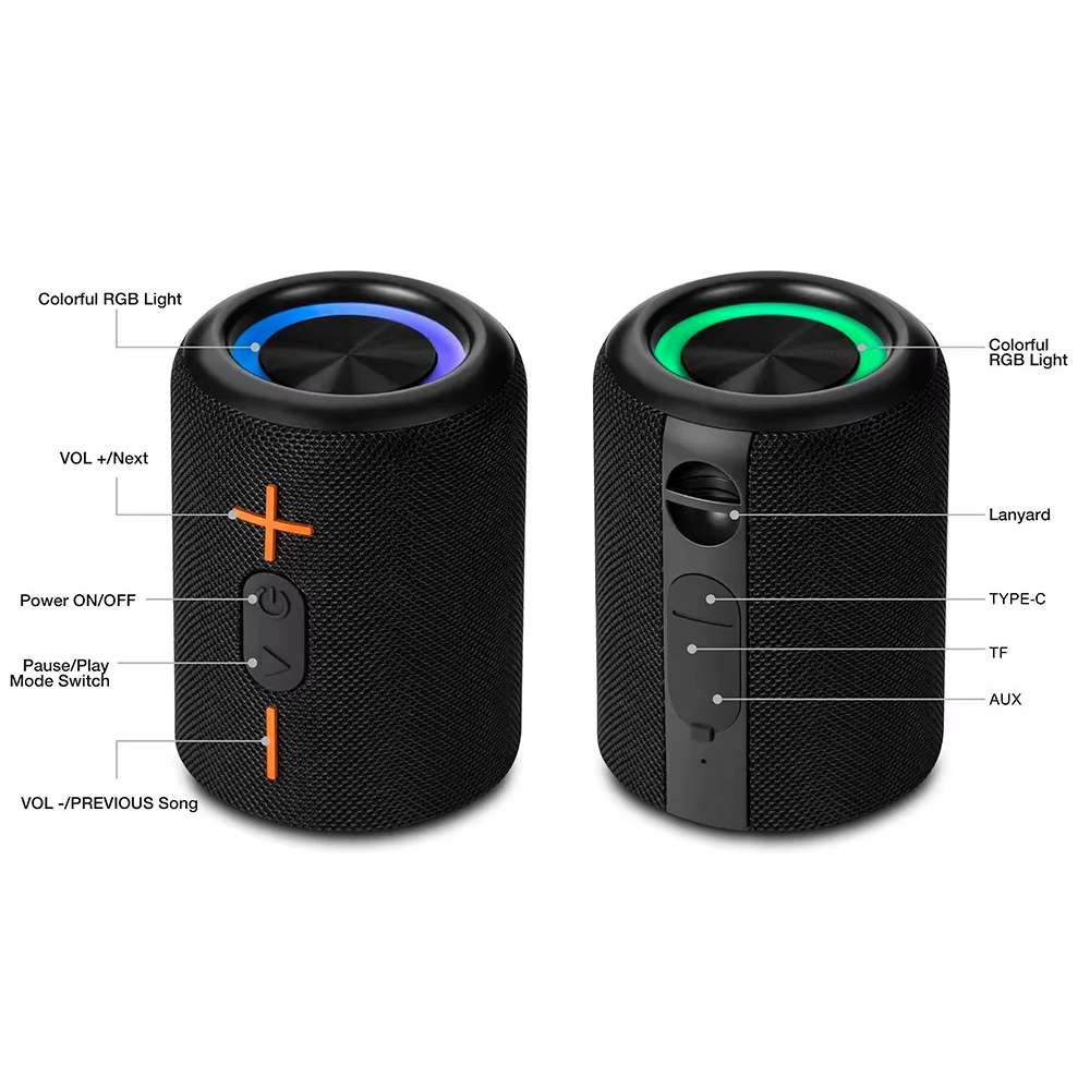 Bluetooth Split Speaker – 20W TWS Stereo with RGB Lights & IPX6 Waterproof
