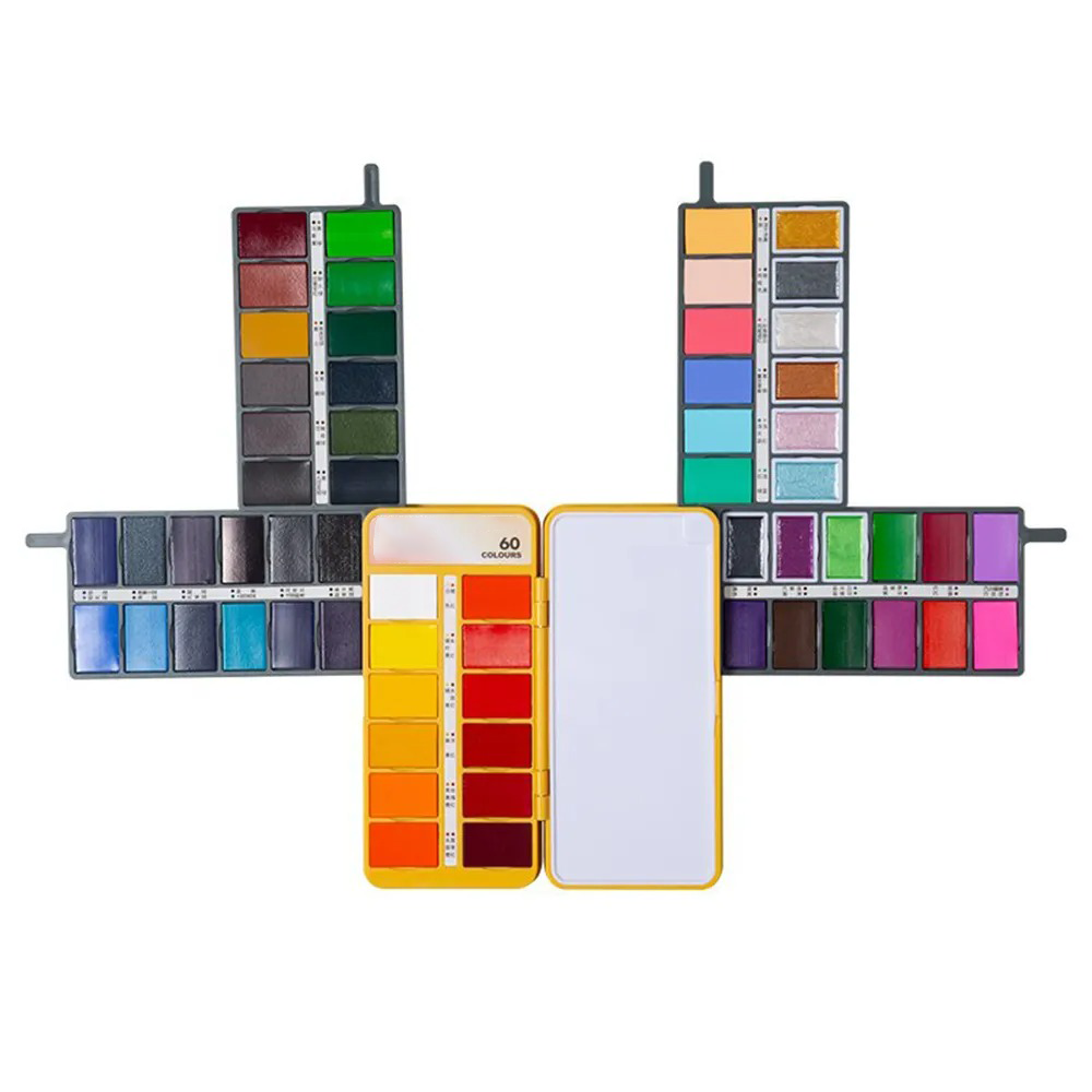 Watercolor Paint Set – 36/48/60 Colors Portable Washable Travel Kit