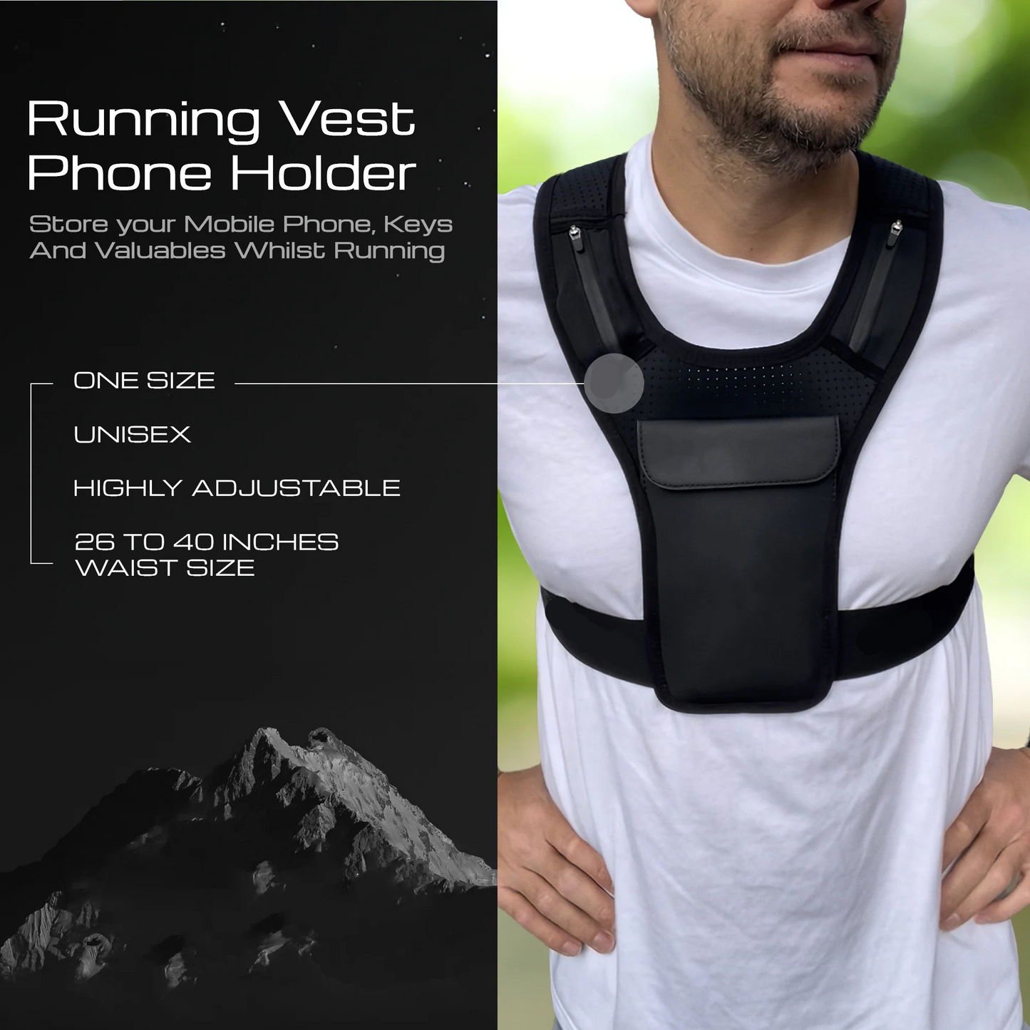 Men’s Running Phone Holder Vest – Secure & Comfortable Sports Chest Pack