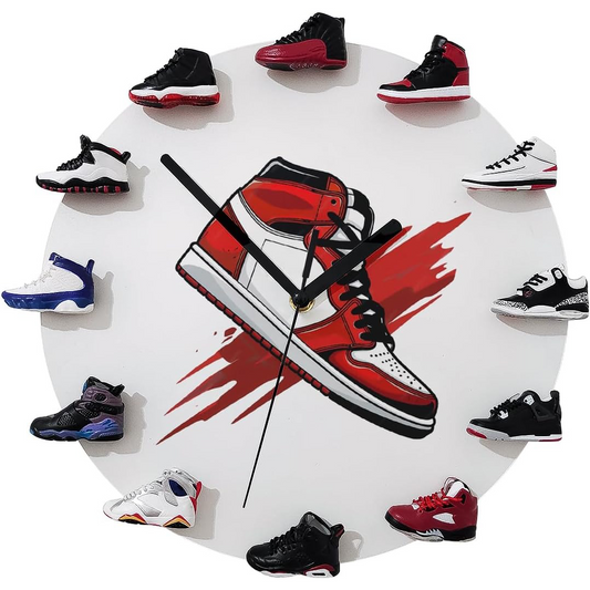 3D Sneaker Wall Clock – Decorative Basketball Shoe Clock Gift for Boys & Girls (White)