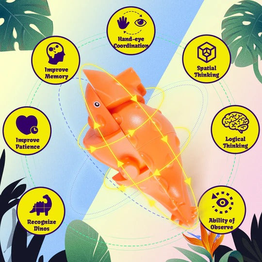 Dinosaur Cube Puzzle 3-Pack – Unique STEM Toy for Kids