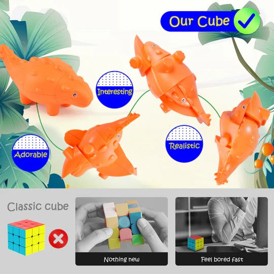 Dinosaur Cube Puzzle 3-Pack – Unique STEM Toy for Kids