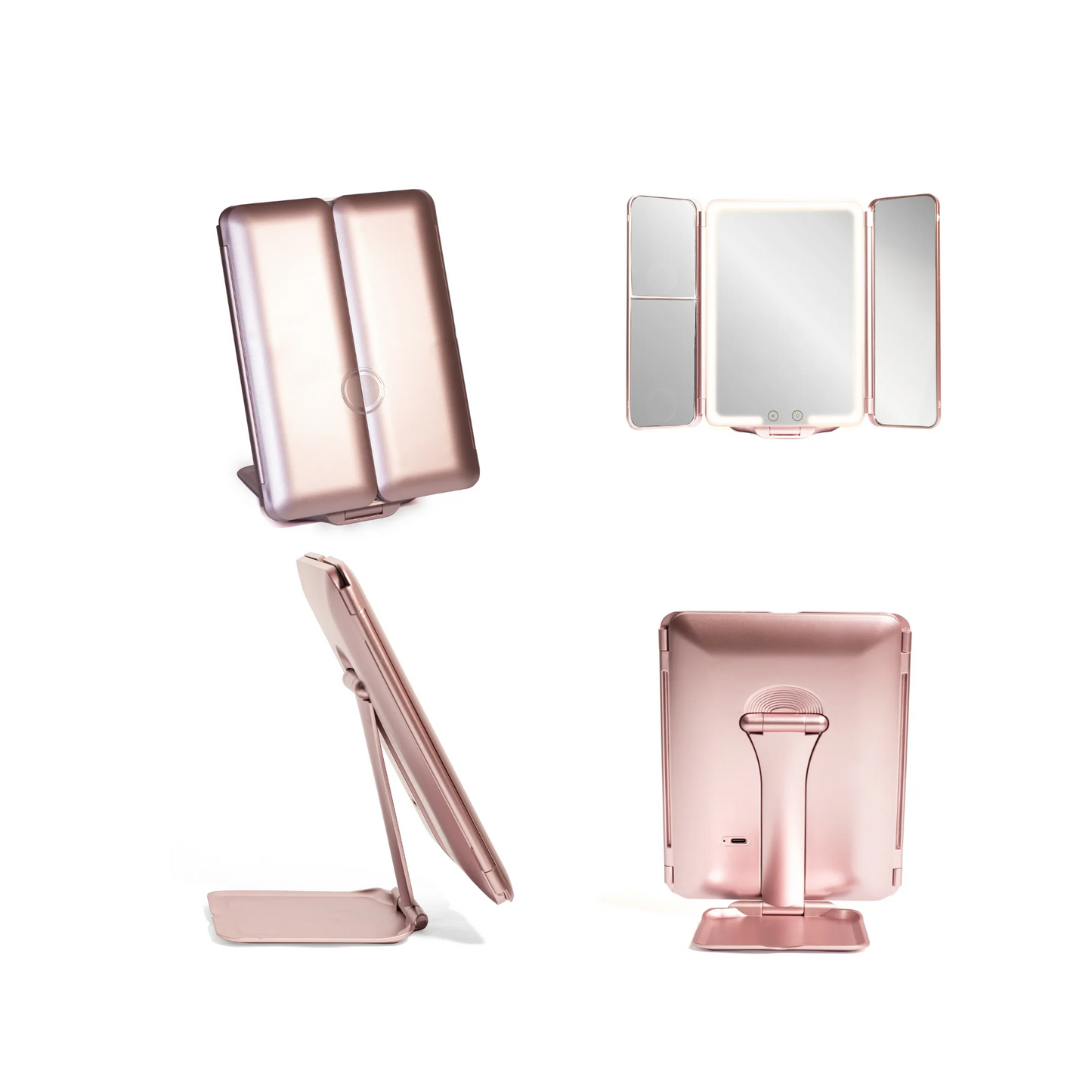 Compact Travel Mirror with LED Lights – Rechargeable & Stylish