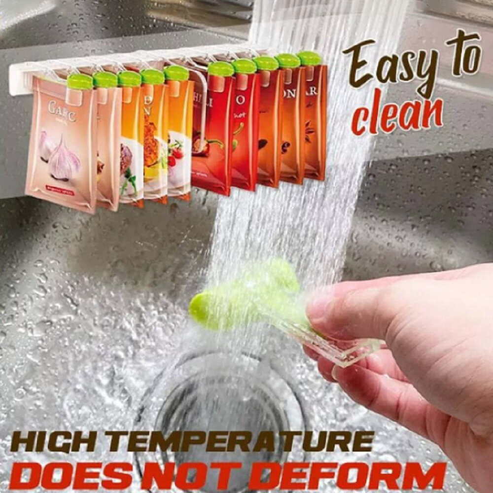 Wall-Mounted Spice Bag Organizer – Space-Saving Kitchen Storage Rack