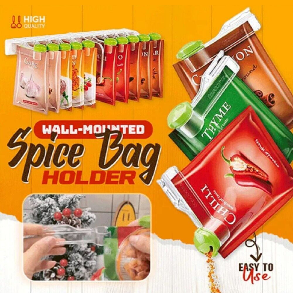 Wall-Mounted Spice Bag Organizer – Space-Saving Kitchen Storage Rack