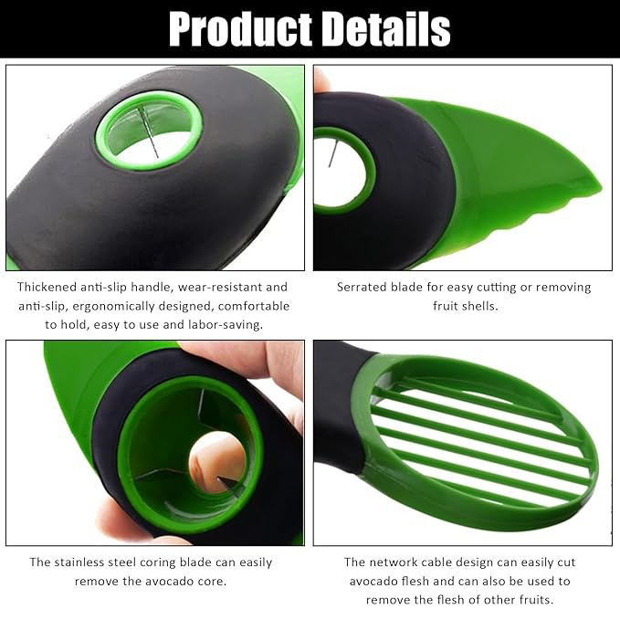 3-in-1 Avocado Slicer – Effortless Peeling, Pitting & Slicing in Seconds