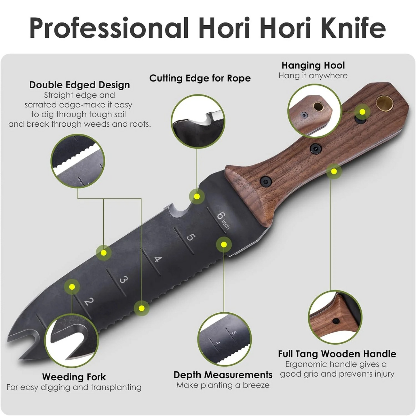 Garden Knife with Sheath – Stainless Steel Blade, Wooden Handle, Multi-Purpose Tool