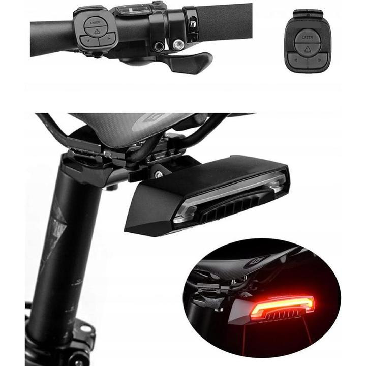 Bicycle Rear Light with Laser and Remote Control – USB Rechargeable Safety Tail Lamp