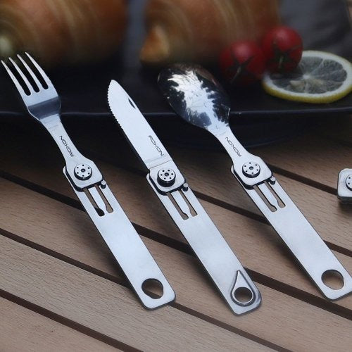 3-in-1 Camping Utensil – Detachable Knife, Fork & Spoon Set | Portable Stainless Steel Outdoor Cutlery