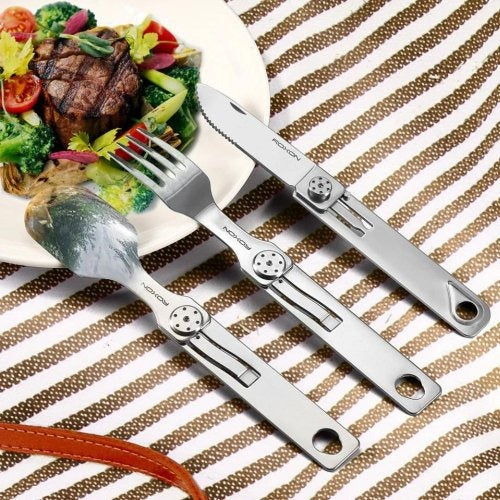 3-in-1 Camping Utensil – Detachable Knife, Fork & Spoon Set | Portable Stainless Steel Outdoor Cutlery