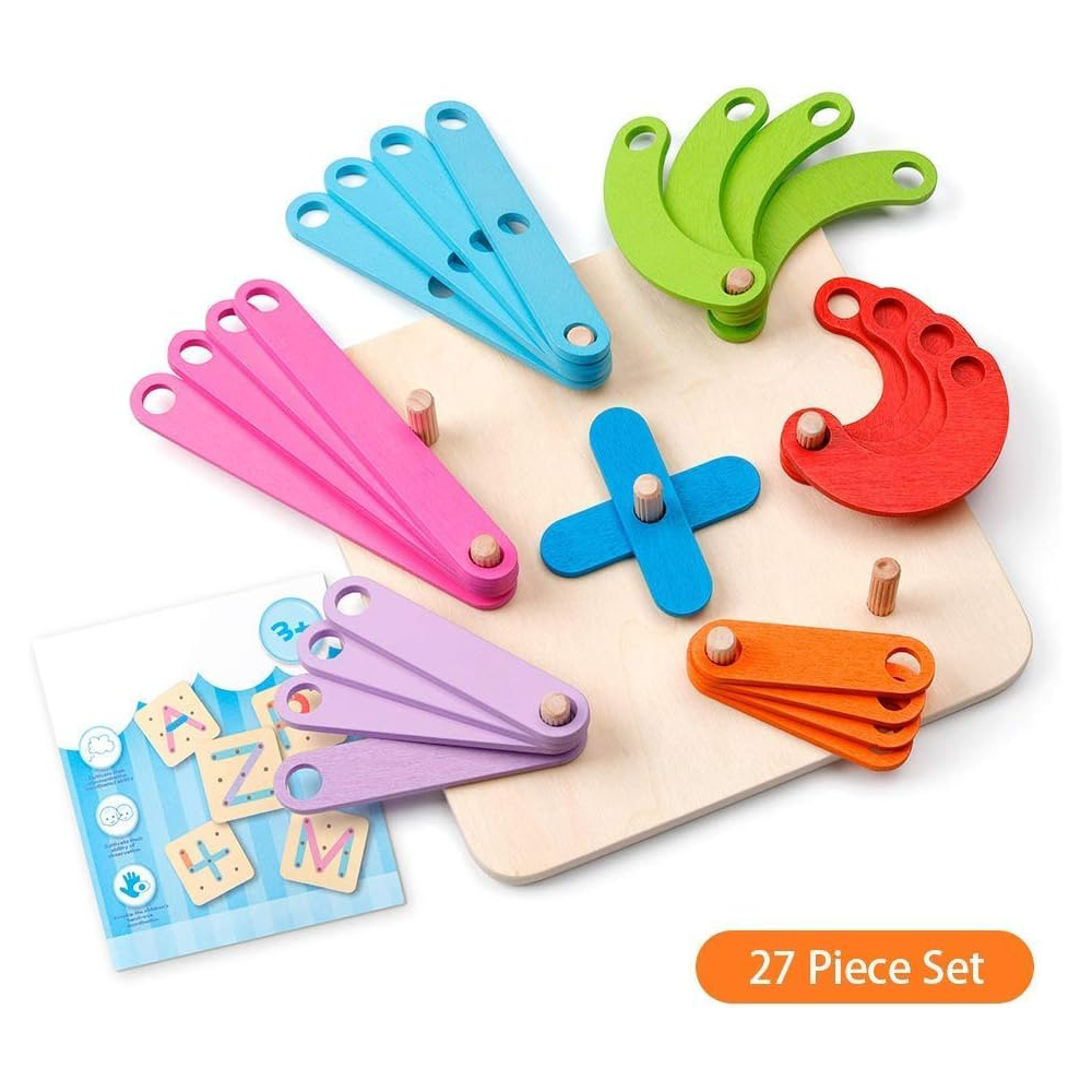 Wooden Alphabet & Number Sorting Puzzle – Educational Stacking Blocks for Kids