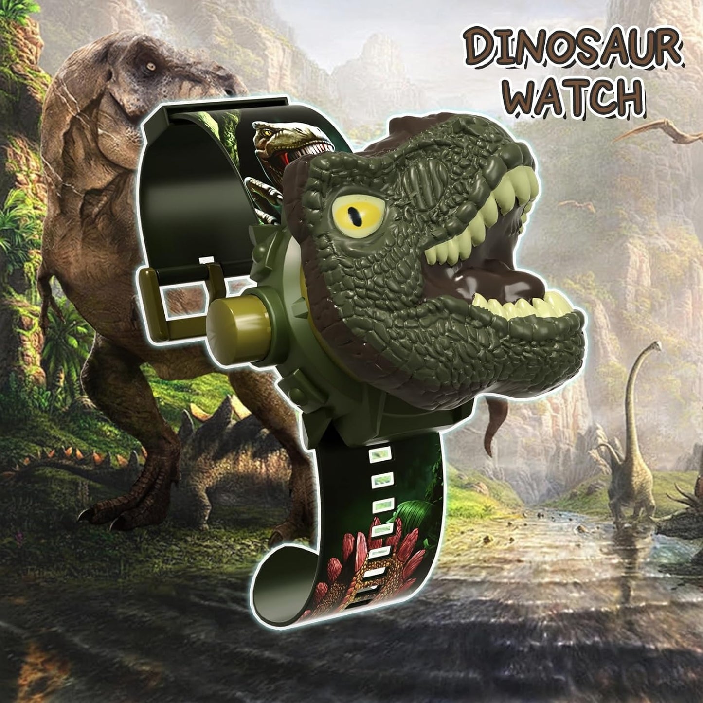 3D Dinosaur Projection Electronic Watch – Fun Luminous Toy for Kids