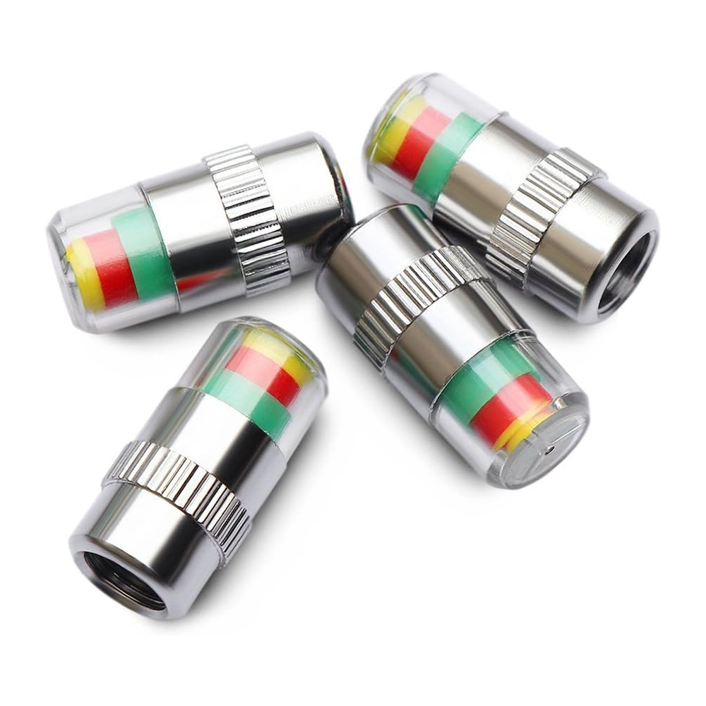 4PCS Tire Pressure Indicator Valve Caps – 3-Color Alert System for Safer Driving