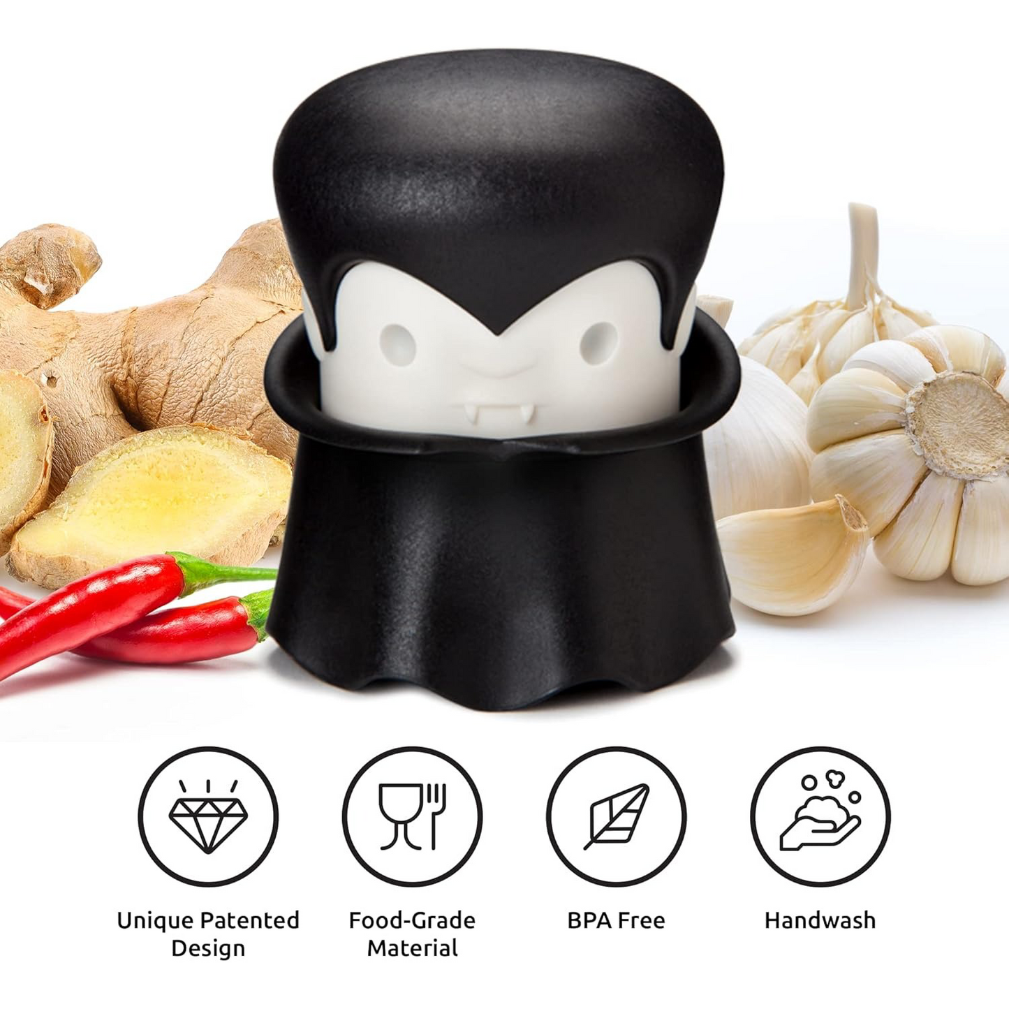 Garlic, Ginger & Nut Crusher – Manual Squeezer with Twist Lid, BPA-Free Silicone, Easy to Use & Clean