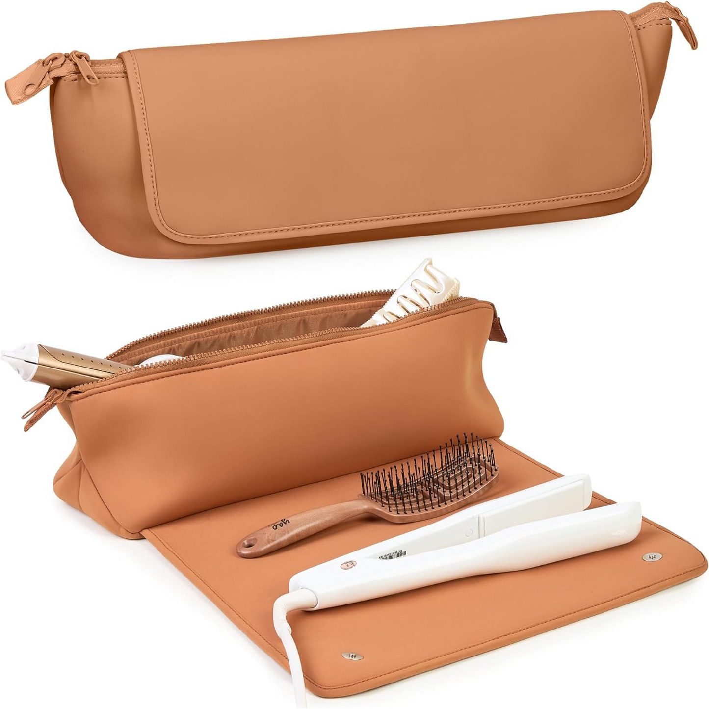 2-in-1 Hair Tool Travel Bag with Heat-Resistant Mat – Portable Storage for Straighteners, Flat Irons