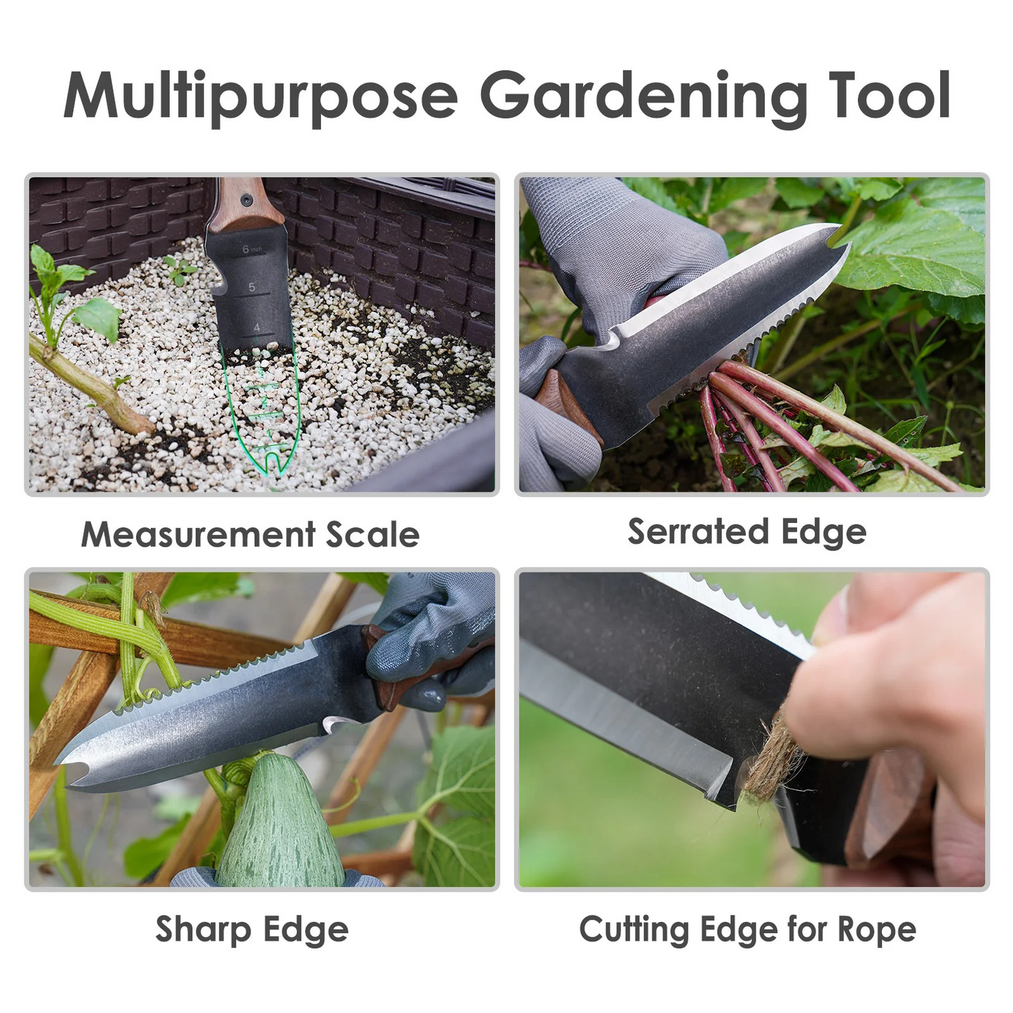 Garden Knife with Sheath – Stainless Steel Blade, Wooden Handle, Multi-Purpose Tool