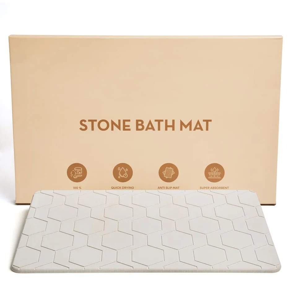 Swiss Coffee Stone Bath Mat – Elegant, Durable & Quick-Drying Bathroom Essential