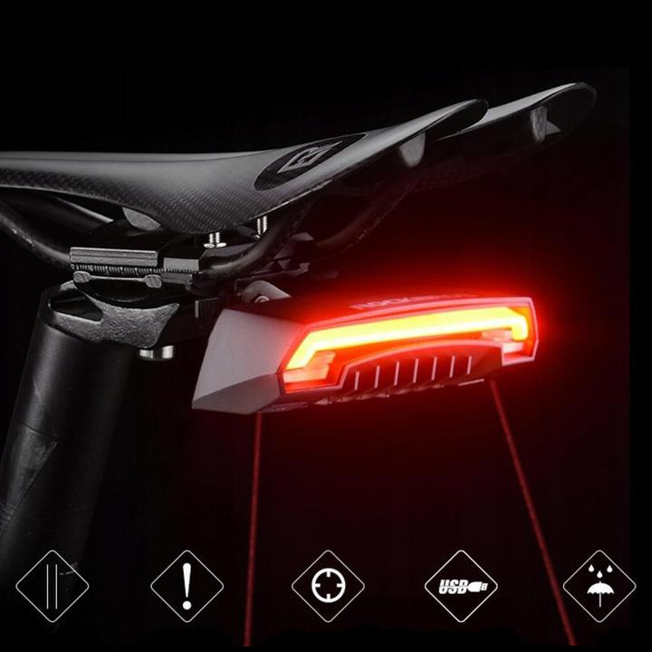 Bicycle Rear Light with Laser and Remote Control – USB Rechargeable Safety Tail Lamp