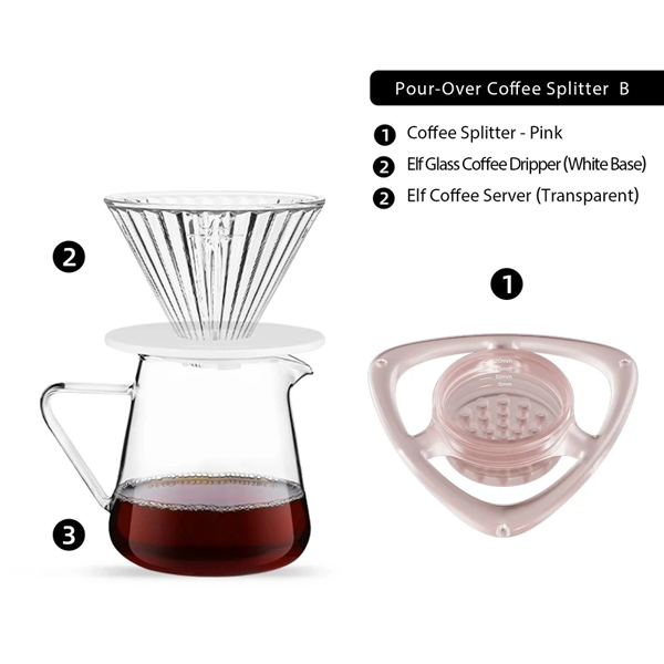 Pour Over Coffee Splitter with Flow Control for Barista Brewing