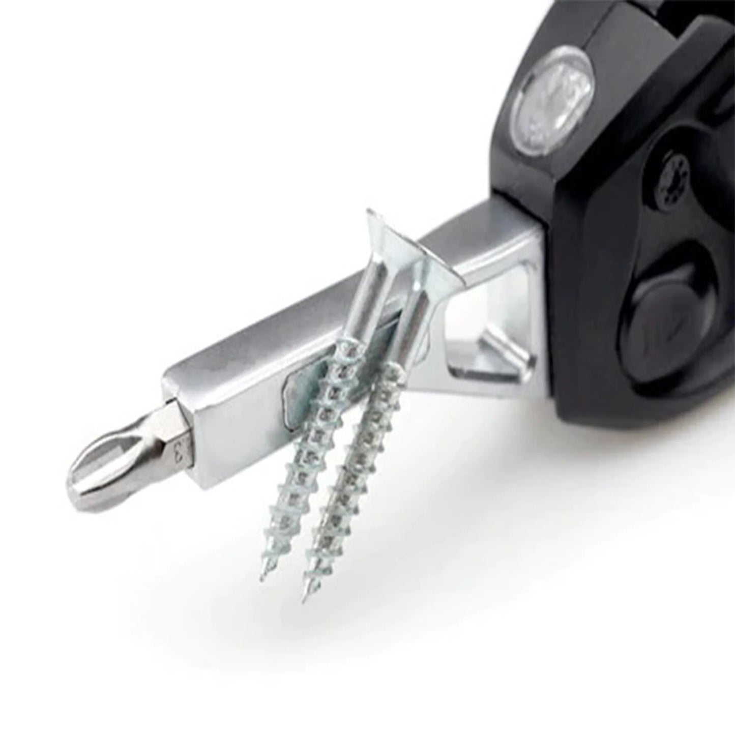 Compact Screwdriver, Tape Measure, Level, LED Light & Hammer Combo