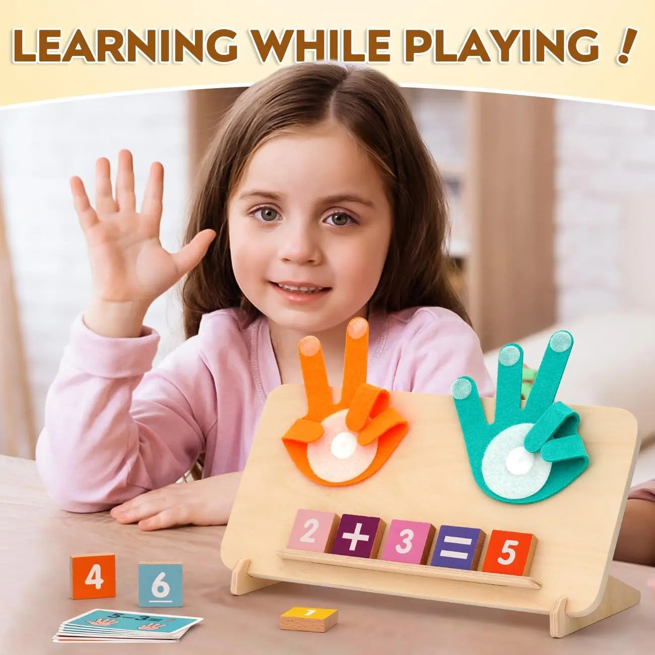 Montessori Learning Toy – Finger Counting & Number Tracing Board with Color Blocks
