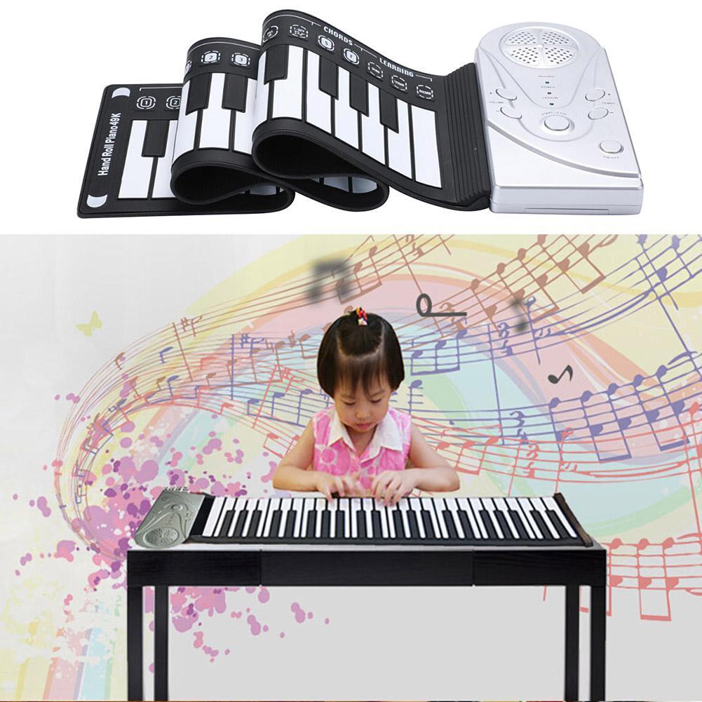Portable Roll-Up Piano – Flexible, Lightweight 49-Key Silicone Keyboard with Recording & Playback Functions