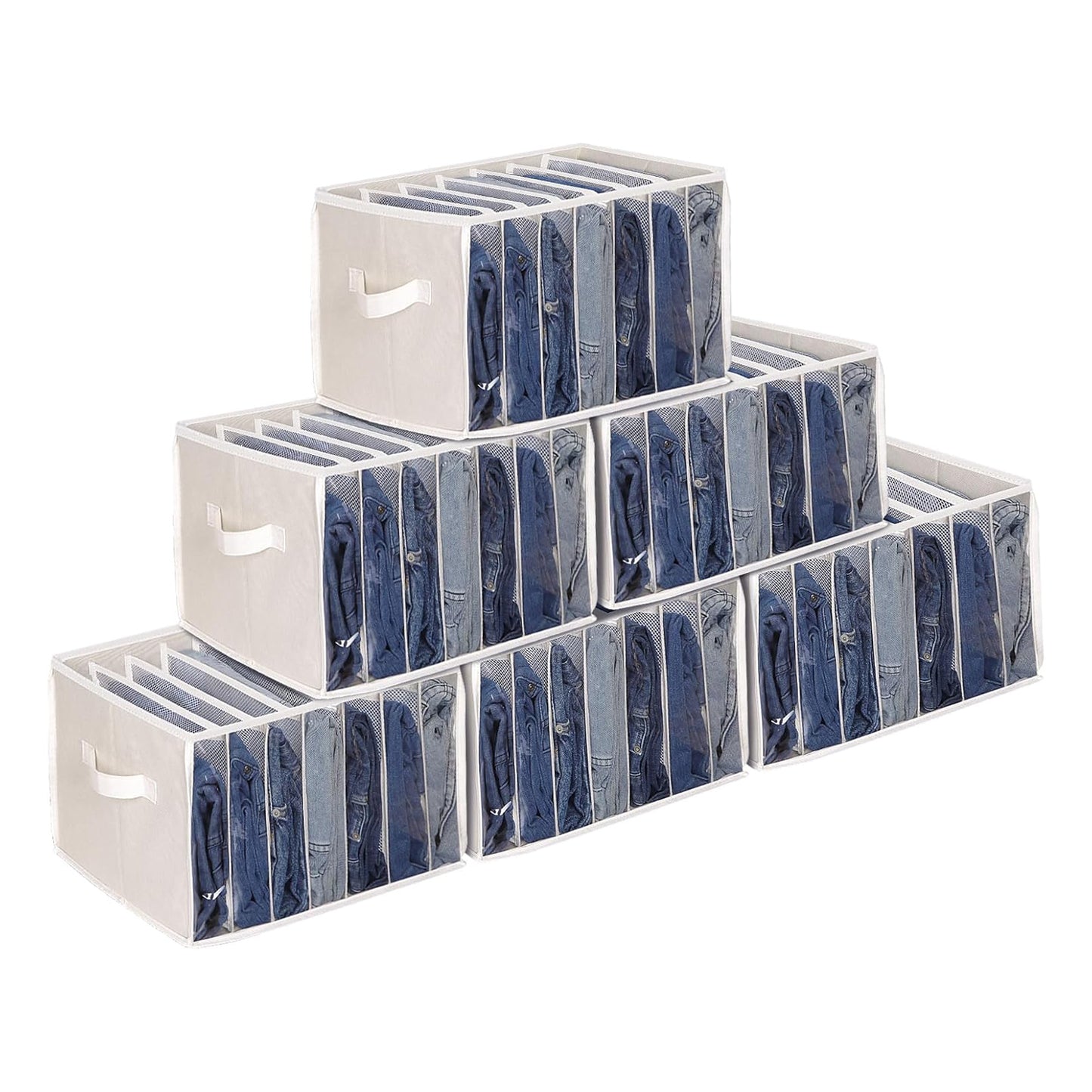 Upgraded Closet Clothes Organizer | 7-Compartment Transparent Pants Divider