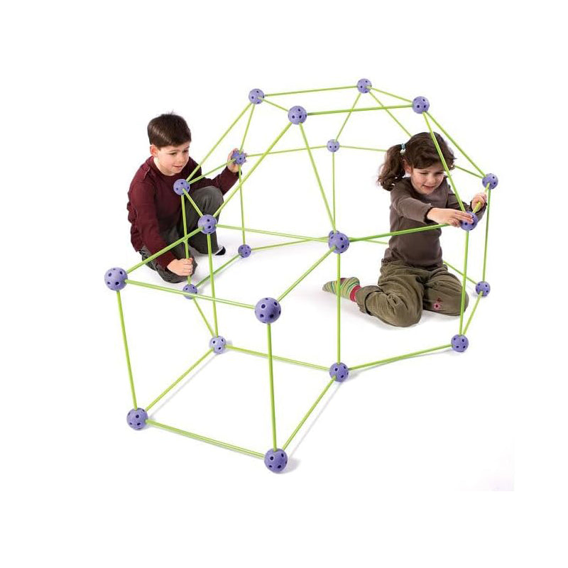 Crazy Forts – 69-Piece DIY Indoor/Outdoor Fort Building Toy Set | STEAM Creative Construction Kit