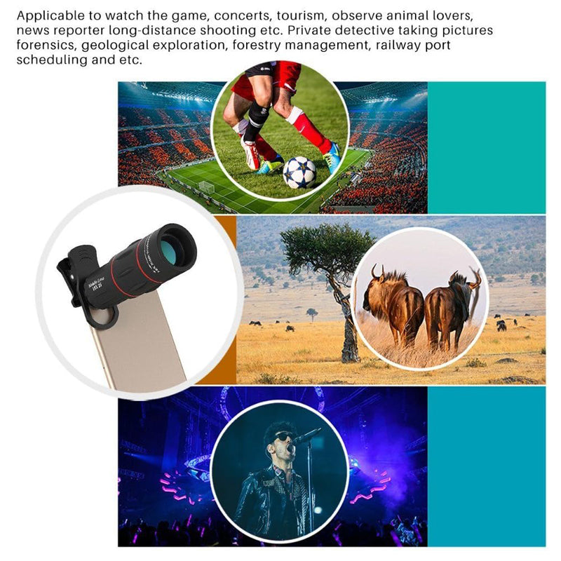 Smartphone Telephoto Lens with Tripod – 18x Zoom Long-Range Photography Kit for Stable Shots