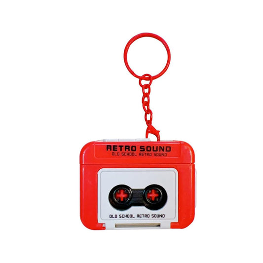 Mini Vintage Tape Recorder Keychain – Retro Music Box Pendant with ABS Texture