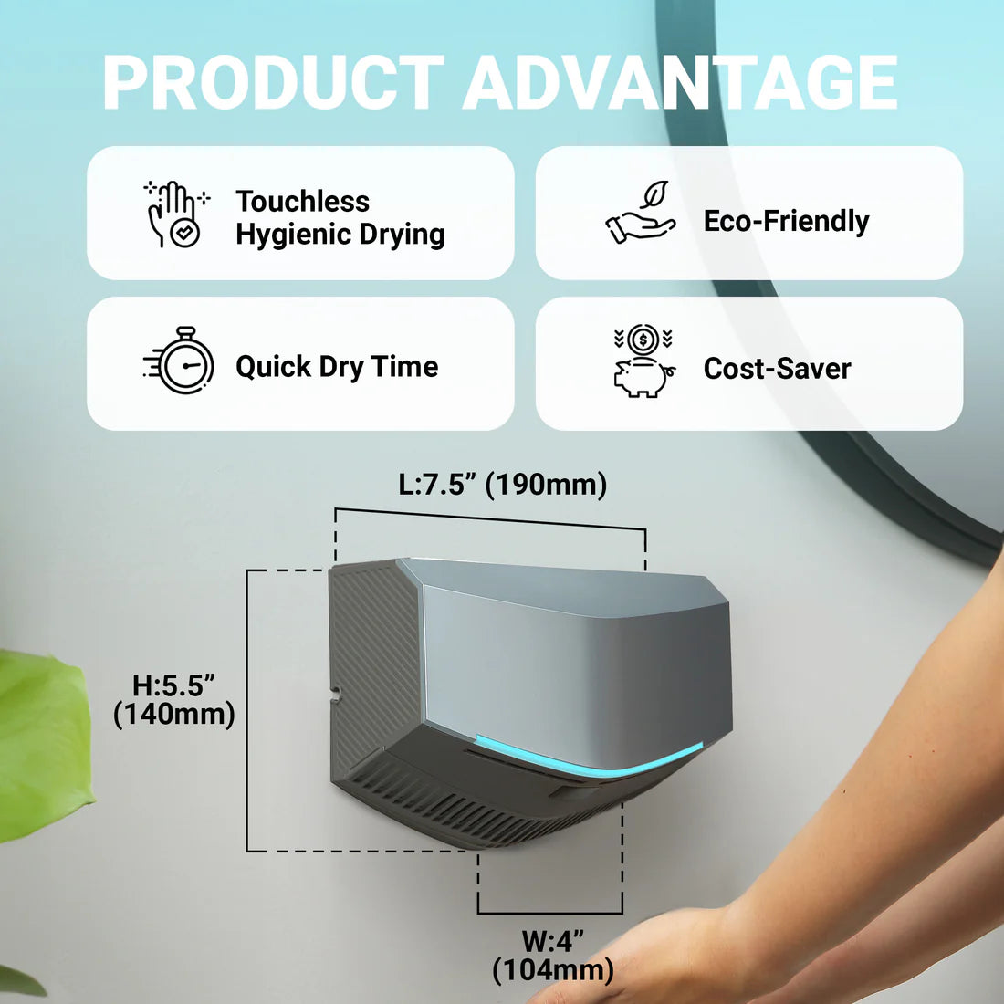 Compact Electric Hand Dryer – For Home & Commercial Use | Touchless | Portable