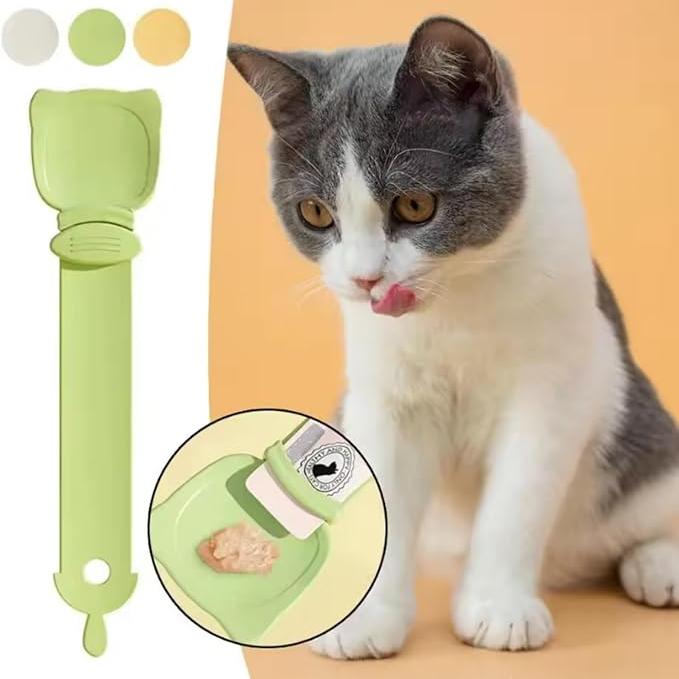 3-Pack Pet Treat Scoops – Cat Food Storage & Squeeze Stick Tool | 2-in-1 Multifunctional Cat Feeder (One Size, Mixed Colors)