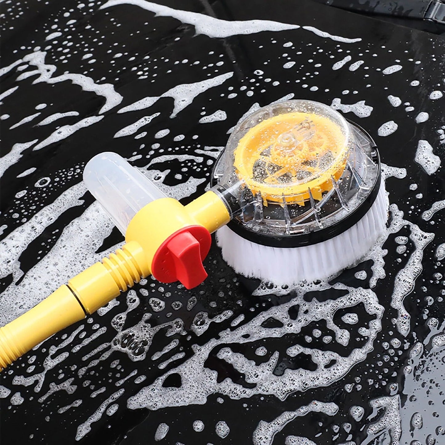 Automatic Rotary Car Wash Foam Brush – Long Handle Chenille Mop Kit for Effortless Cleaning