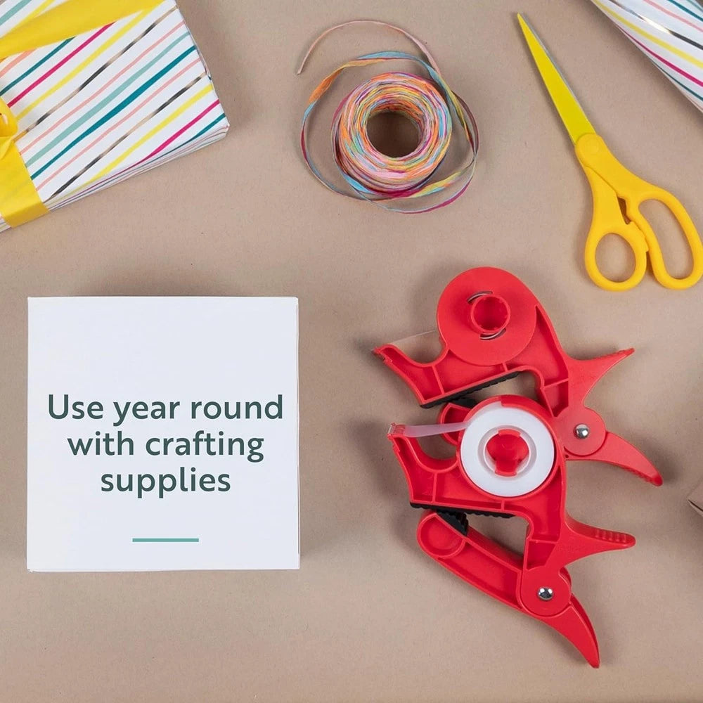 Dual Clip Desktop Gift Wrapping Assistant – Adjustable Gift Wrap Holder with Tape Dispenser