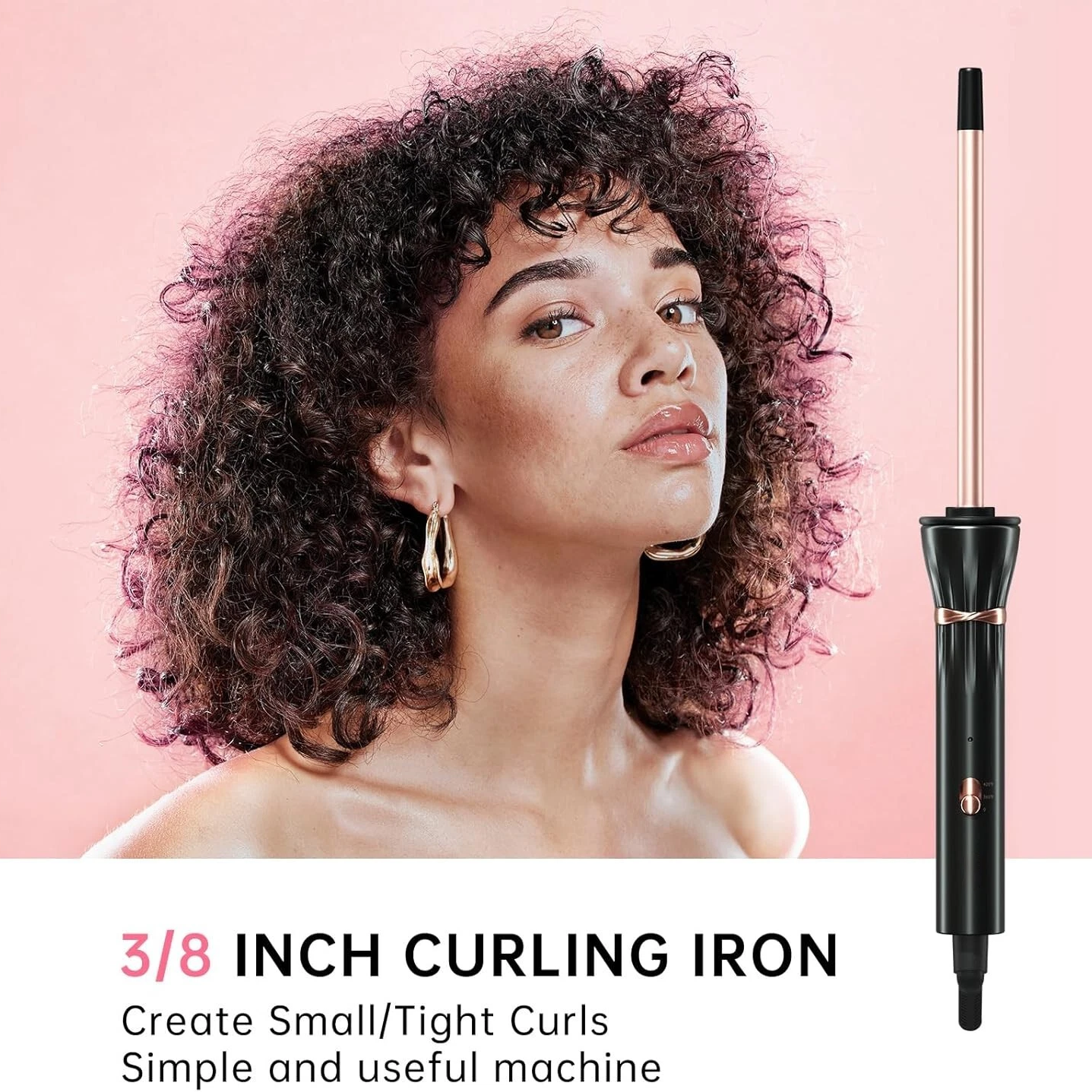 3/8-Inch Ceramic Curling Iron – 9mm Mini Curler | Fast Heating Dual Voltage Travel Design