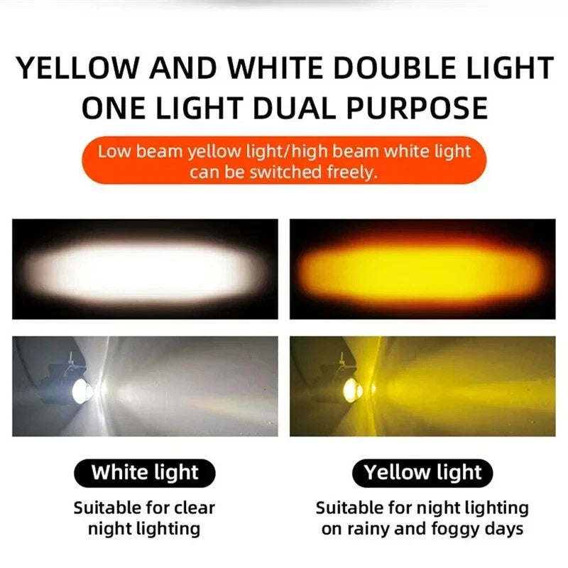 Motorcycle LED Fog Lights/Spotlight – 3-Wire Universal High/Low Beam