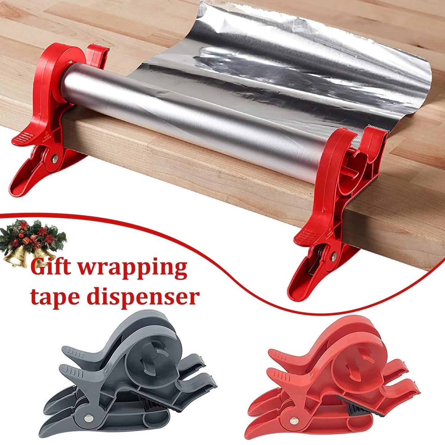 Dual Clip Desktop Gift Wrapping Assistant – Adjustable Gift Wrap Holder with Tape Dispenser